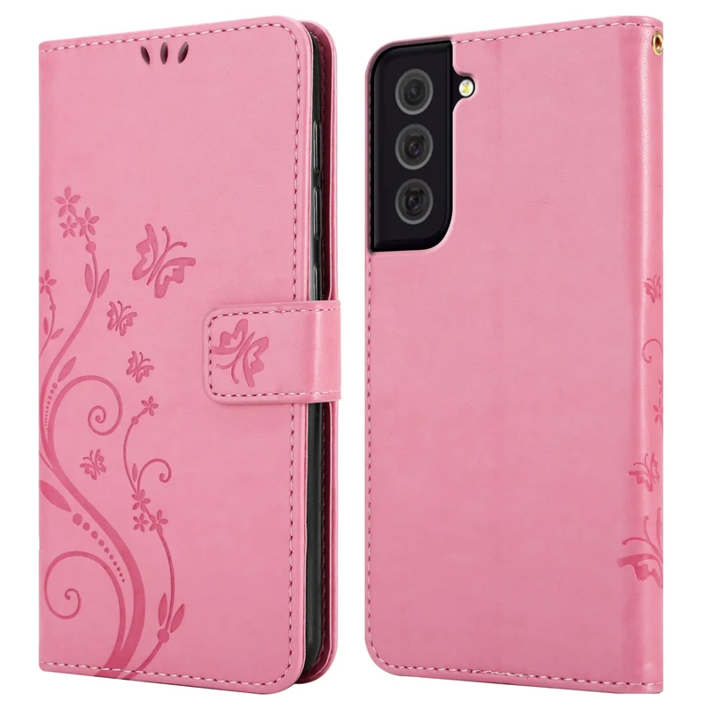 Cadorabo Hülle kompatibel mit Samsung Galaxy S22 PLUS Schutzhülle im Blumen Design mit Magnetverschluss, Standfunktion und Kartenfächern