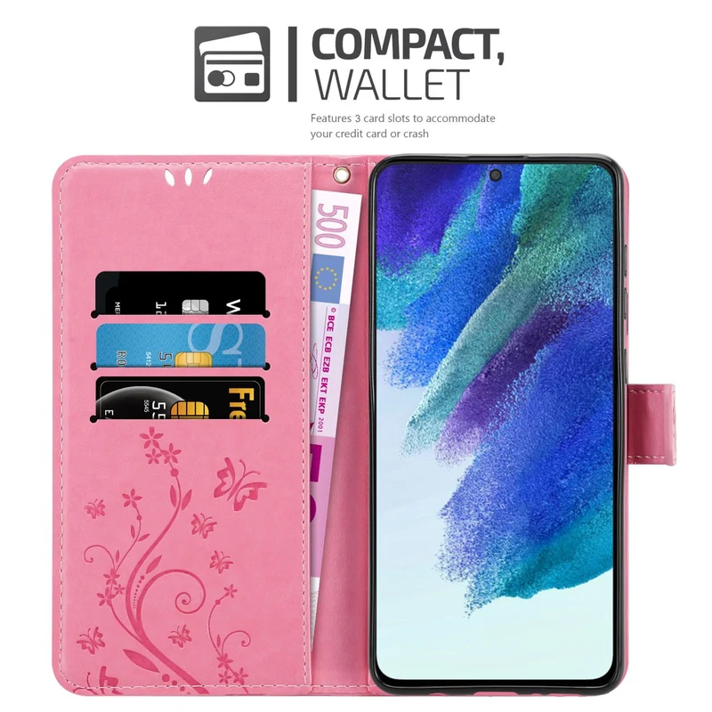 Cadorabo Hülle kompatibel mit Samsung Galaxy S22 PLUS Schutzhülle im Blumen Design mit Magnetverschluss, Standfunktion und Kartenfächern
