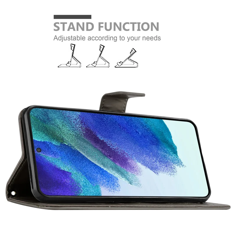 Cadorabo Hülle kompatibel mit Samsung Galaxy S22 Schutzhülle im Blumen Design mit Magnetverschluss, Standfunktion und Kartenfächern