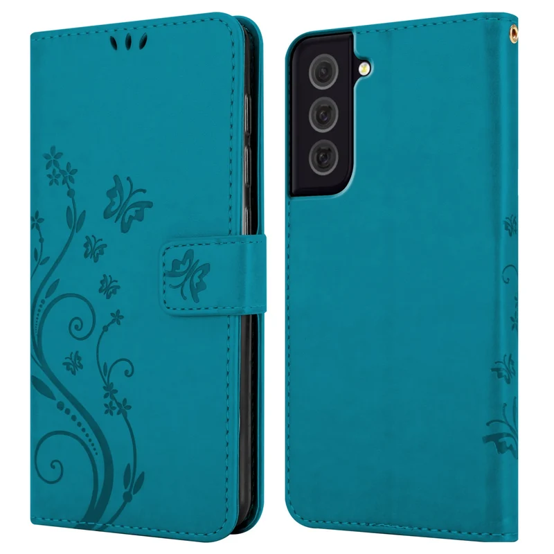 Cadorabo Hülle kompatibel mit Samsung Galaxy S22 Schutzhülle im Blumen Design mit Magnetverschluss, Standfunktion und Kartenfächern