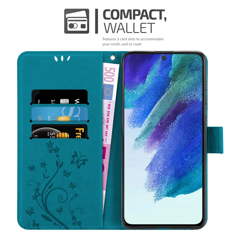 Cadorabo Hülle kompatibel mit Samsung Galaxy S22 Schutzhülle im Blumen Design mit Magnetverschluss, Standfunktion und Kartenfächern