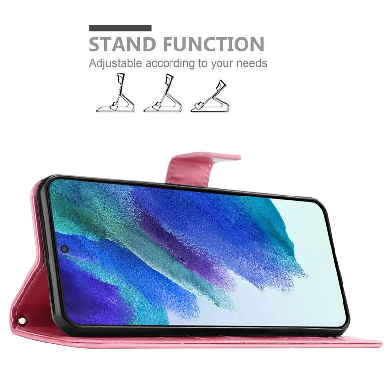 Cadorabo Hülle kompatibel mit Samsung Galaxy S22 Schutzhülle im Blumen Design mit Magnetverschluss, Standfunktion und Kartenfächern