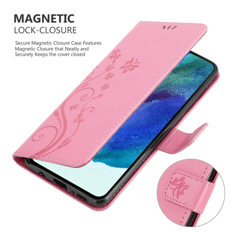 Cadorabo Hülle kompatibel mit Samsung Galaxy S22 Schutzhülle im Blumen Design mit Magnetverschluss, Standfunktion und Kartenfächern