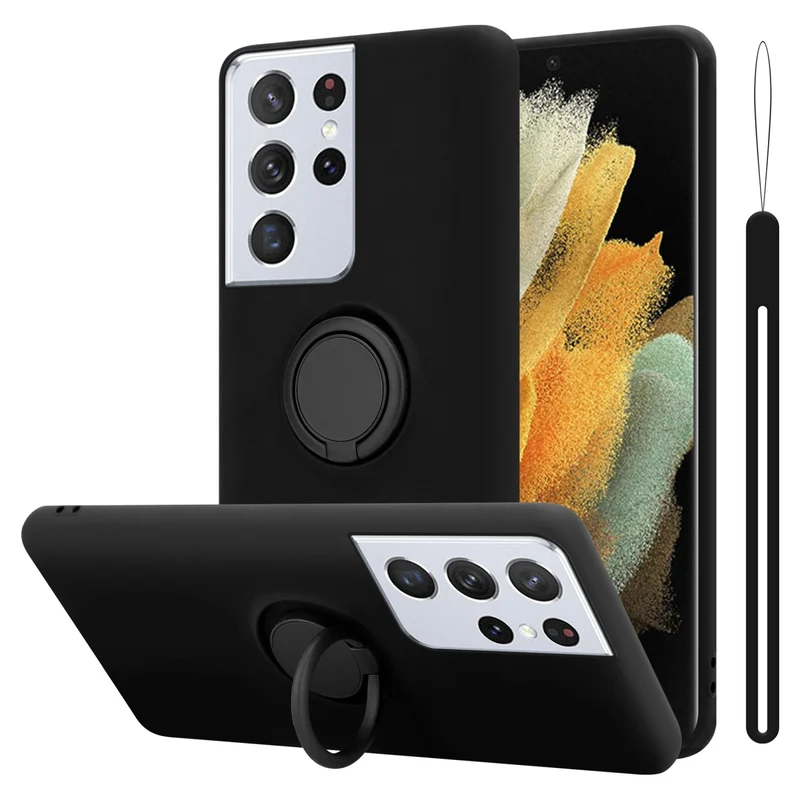 Cadorabo Hülle kompatibel mit Samsung Galaxy S22 ULTRA Schutzhülle aus flexiblem TPU Silikon mit Ring