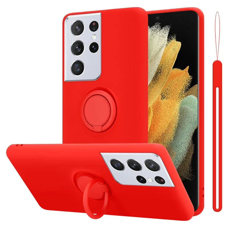 Cadorabo Hülle kompatibel mit Samsung Galaxy S22 ULTRA Schutzhülle aus flexiblem TPU Silikon mit Ring