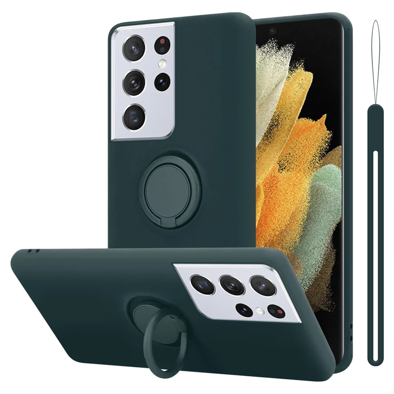 Cadorabo Hülle kompatibel mit Samsung Galaxy S22 ULTRA Schutzhülle aus flexiblem TPU Silikon mit Ring