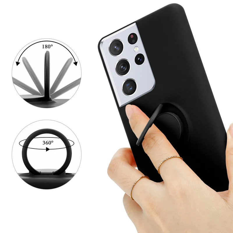 Cadorabo Hülle kompatibel mit Samsung Galaxy S22 ULTRA Schutzhülle aus flexiblem TPU Silikon mit Ring