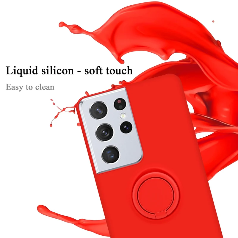 Cadorabo Hülle kompatibel mit Samsung Galaxy S22 ULTRA Schutzhülle aus flexiblem TPU Silikon mit Ring