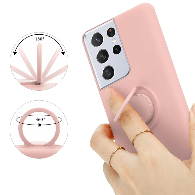 Cadorabo Hülle kompatibel mit Samsung Galaxy S22 ULTRA Schutzhülle aus flexiblem TPU Silikon mit Ring