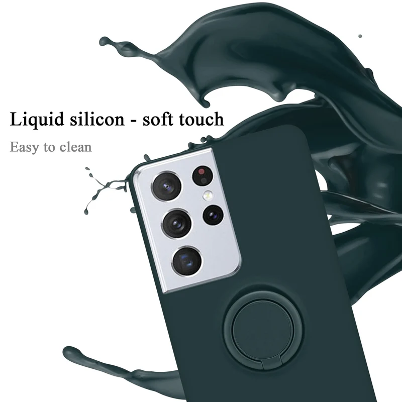 Cadorabo Hülle kompatibel mit Samsung Galaxy S22 ULTRA Schutzhülle aus flexiblem TPU Silikon mit Ring