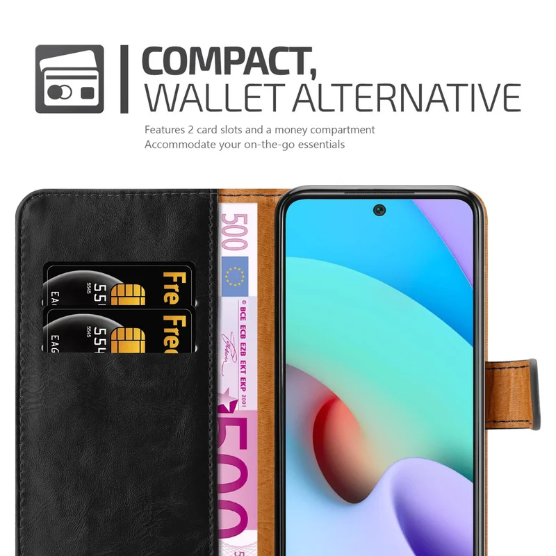 Cadorabo Hülle kompatibel mit Xiaomi RedMi 10 Schutzhülle mit Magnetverschluss, Standfunktion und Kartenfach