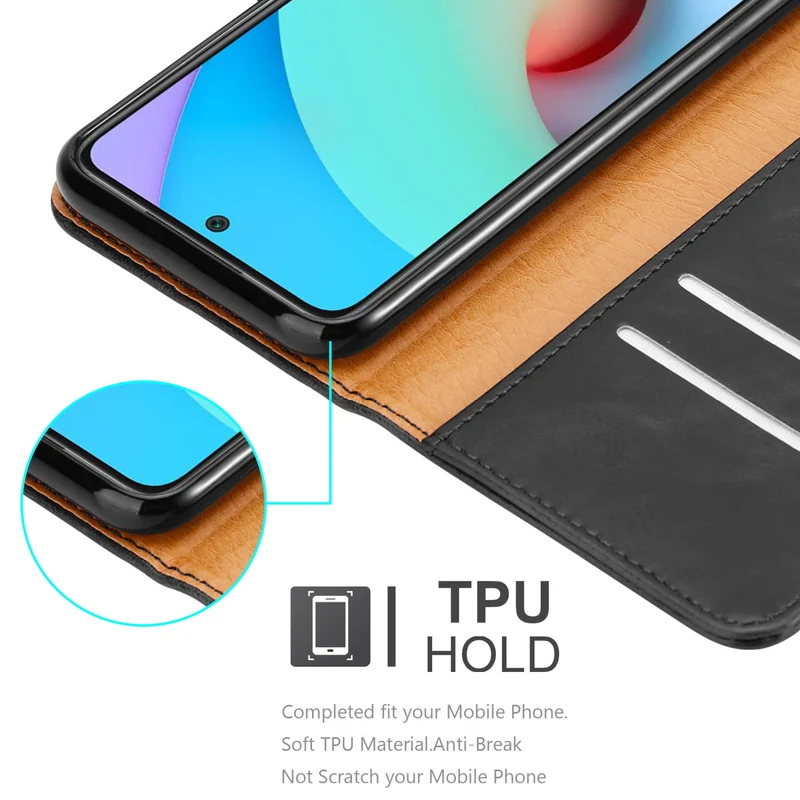Cadorabo Hülle kompatibel mit Xiaomi RedMi 10 Schutzhülle mit Magnetverschluss, Standfunktion und Kartenfach
