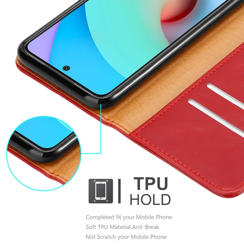 Cadorabo Hülle kompatibel mit Xiaomi RedMi 10 Schutzhülle mit Magnetverschluss, Standfunktion und Kartenfach