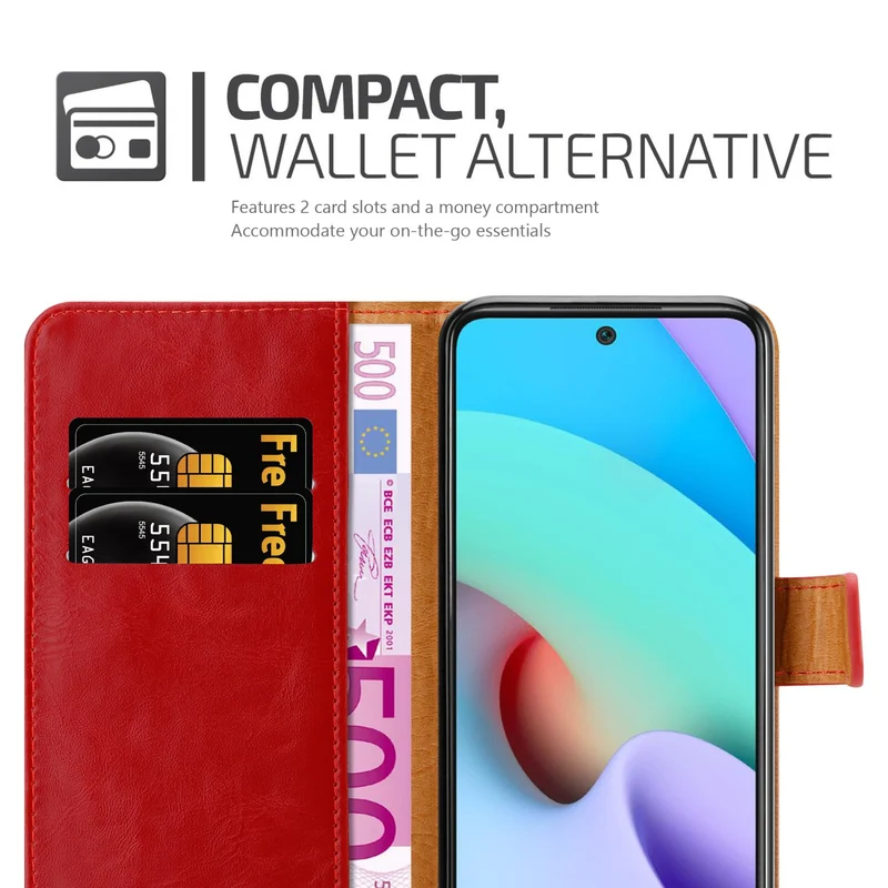 Cadorabo Hülle kompatibel mit Xiaomi RedMi 10 Schutzhülle mit Magnetverschluss, Standfunktion und Kartenfach