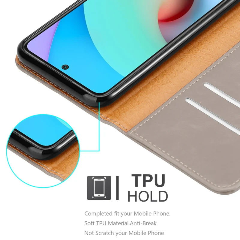 Cadorabo Hülle kompatibel mit Xiaomi RedMi 10 Schutzhülle mit Magnetverschluss, Standfunktion und Kartenfach