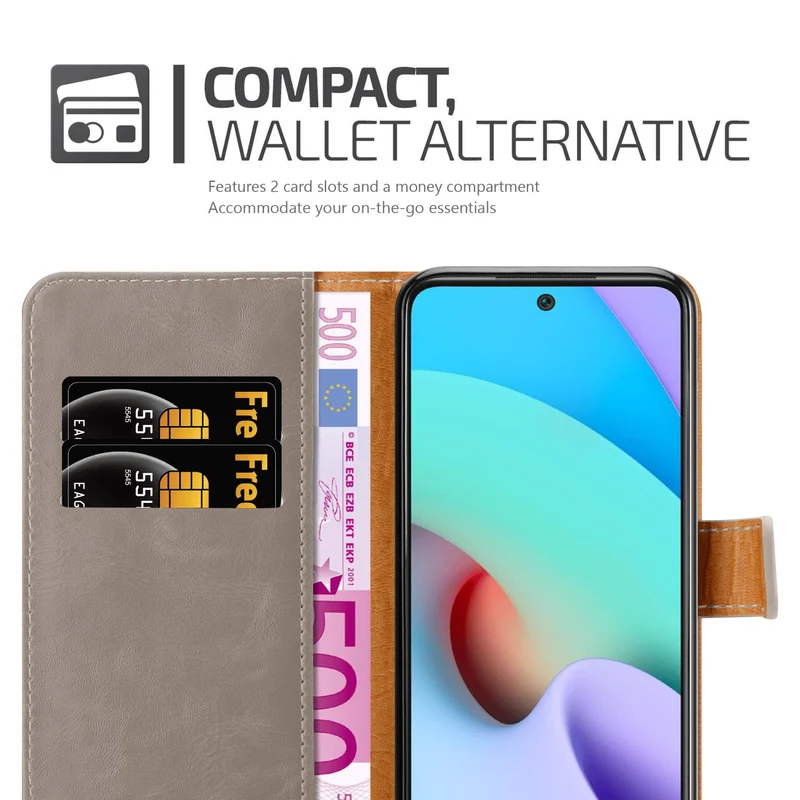 Cadorabo Hülle kompatibel mit Xiaomi RedMi 10 Schutzhülle mit Magnetverschluss, Standfunktion und Kartenfach