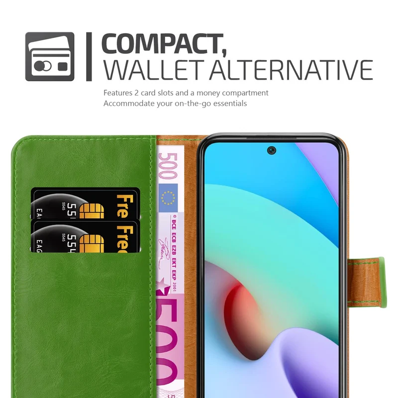 Cadorabo Hülle kompatibel mit Xiaomi RedMi 10 Schutzhülle mit Magnetverschluss, Standfunktion und Kartenfach
