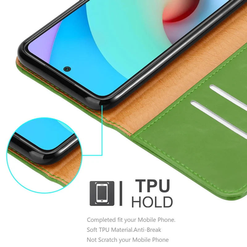 Cadorabo Hülle kompatibel mit Xiaomi RedMi 10 Schutzhülle mit Magnetverschluss, Standfunktion und Kartenfach