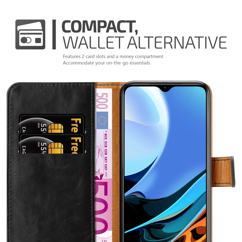 Cadorabo Hülle kompatibel mit Xiaomi RedMi 9T / POCO M3 Schutzhülle mit Magnetverschluss, Standfunktion und Kartenfach