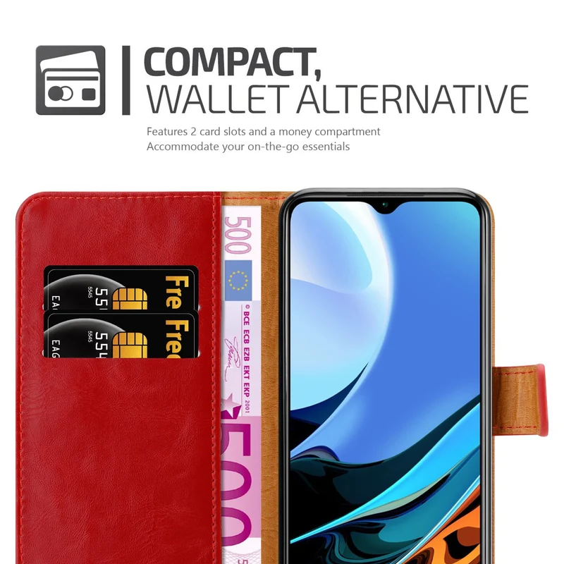 Cadorabo Hülle kompatibel mit Xiaomi RedMi 9T / POCO M3 Schutzhülle mit Magnetverschluss, Standfunktion und Kartenfach