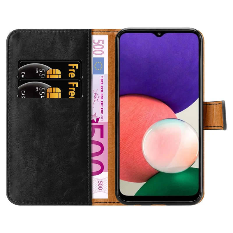 Cadorabo Hülle kompatibel mit Samsung Galaxy A22 5G Schutzhülle mit Magnetverschluss, Standfunktion und Kartenfach