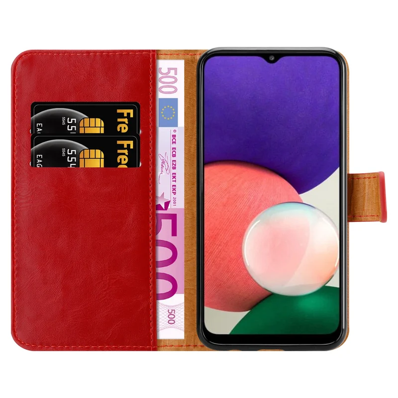 Cadorabo Hülle kompatibel mit Samsung Galaxy A22 5G Schutzhülle mit Magnetverschluss, Standfunktion und Kartenfach