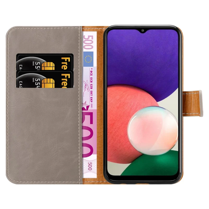 Cadorabo Hülle kompatibel mit Samsung Galaxy A22 5G Schutzhülle mit Magnetverschluss, Standfunktion und Kartenfach