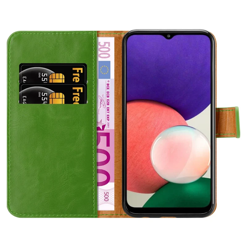 Cadorabo Hülle kompatibel mit Samsung Galaxy A22 5G Schutzhülle mit Magnetverschluss, Standfunktion und Kartenfach