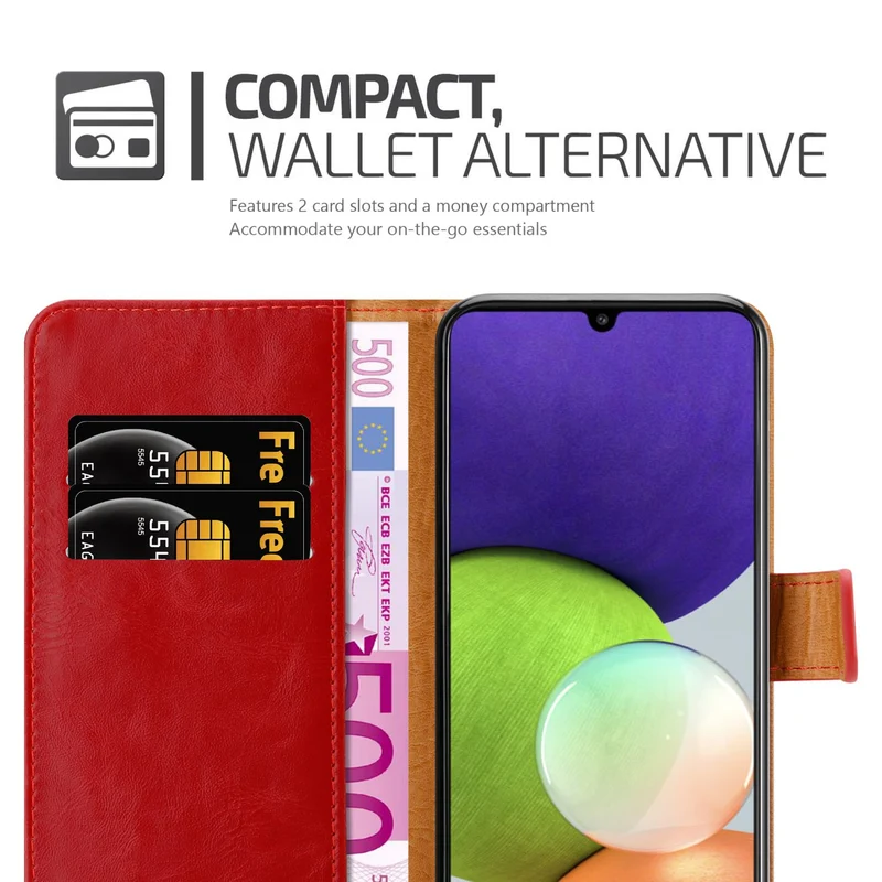 Cadorabo Hülle kompatibel mit Samsung Galaxy A22 4G / M22 / M32 4G Schutzhülle mit Magnetverschluss, Standfunktion und Kartenfach