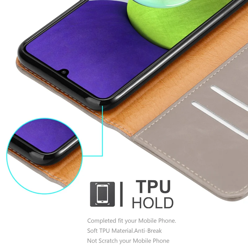 Cadorabo Hülle kompatibel mit Samsung Galaxy A22 4G / M22 / M32 4G Schutzhülle mit Magnetverschluss, Standfunktion und Kartenfach