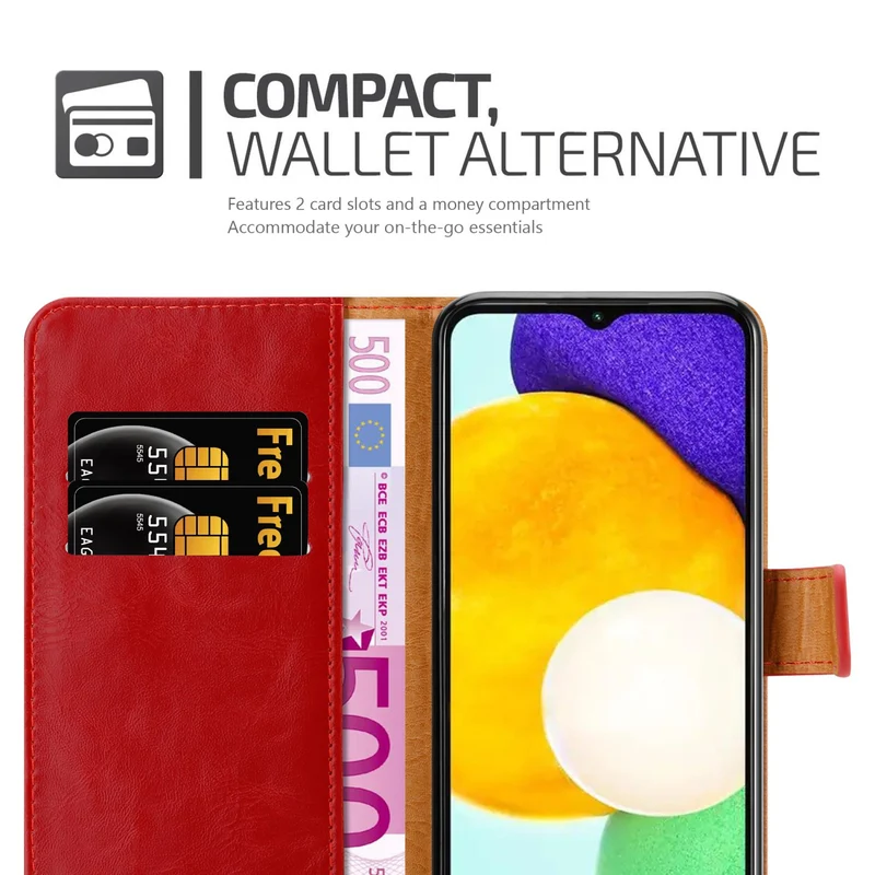 Cadorabo Hülle kompatibel mit Samsung Galaxy A13 5G Schutzhülle mit Magnetverschluss, Standfunktion und Kartenfach