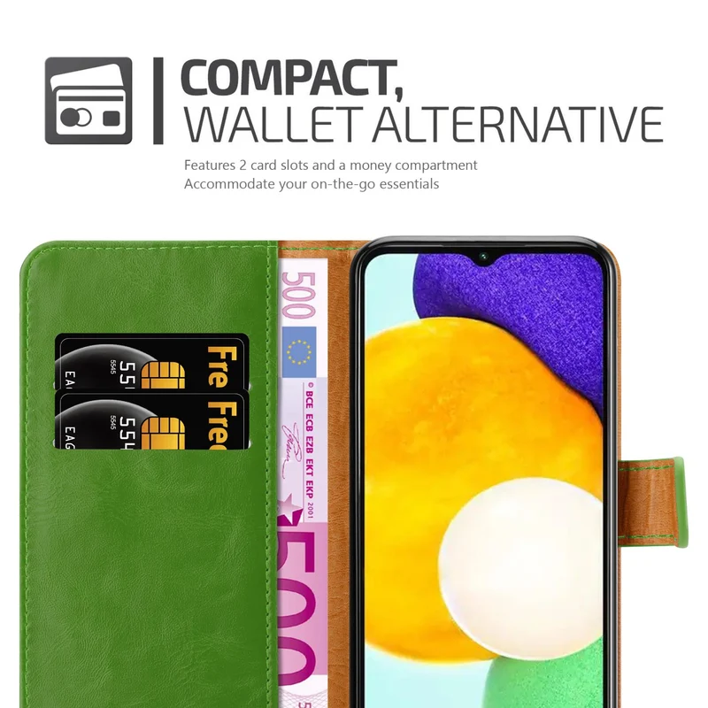Cadorabo Hülle kompatibel mit Samsung Galaxy A13 5G Schutzhülle mit Magnetverschluss, Standfunktion und Kartenfach