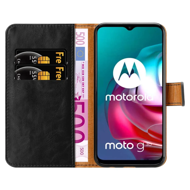 Cadorabo Hülle kompatibel mit Motorola MOTO G10 / G30 Schutzhülle mit Magnetverschluss, Standfunktion und Kartenfach