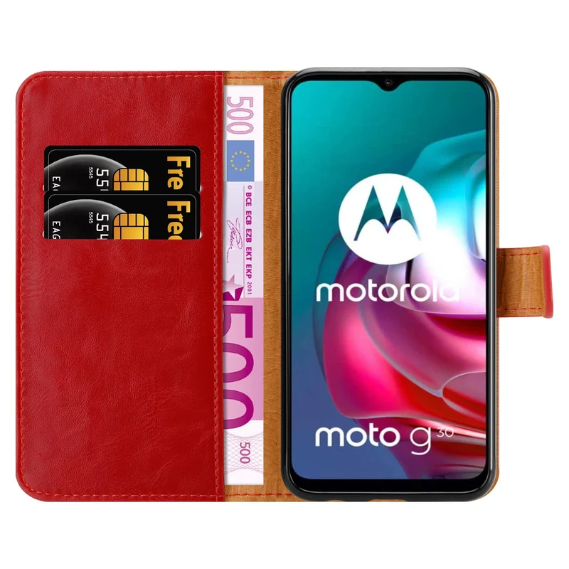 Cadorabo Hülle kompatibel mit Motorola MOTO G10 / G30 Schutzhülle mit Magnetverschluss, Standfunktion und Kartenfach