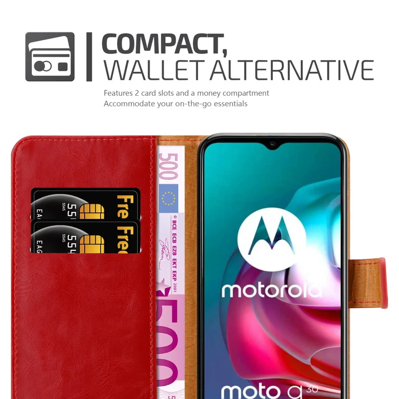 Cadorabo Hülle kompatibel mit Motorola MOTO G10 / G30 Schutzhülle mit Magnetverschluss, Standfunktion und Kartenfach