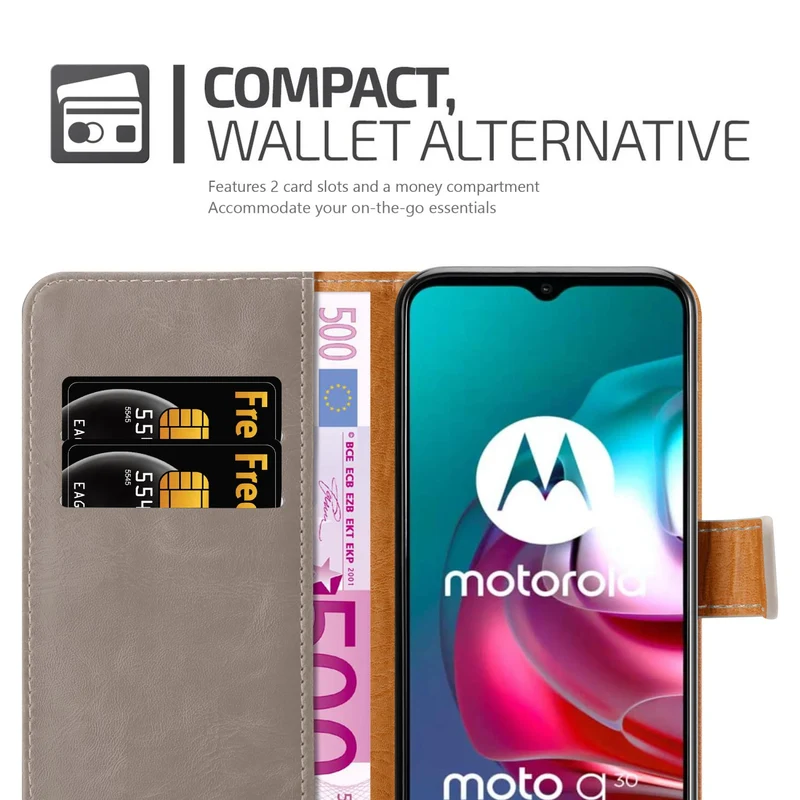 Cadorabo Hülle kompatibel mit Motorola MOTO G10 / G30 Schutzhülle mit Magnetverschluss, Standfunktion und Kartenfach