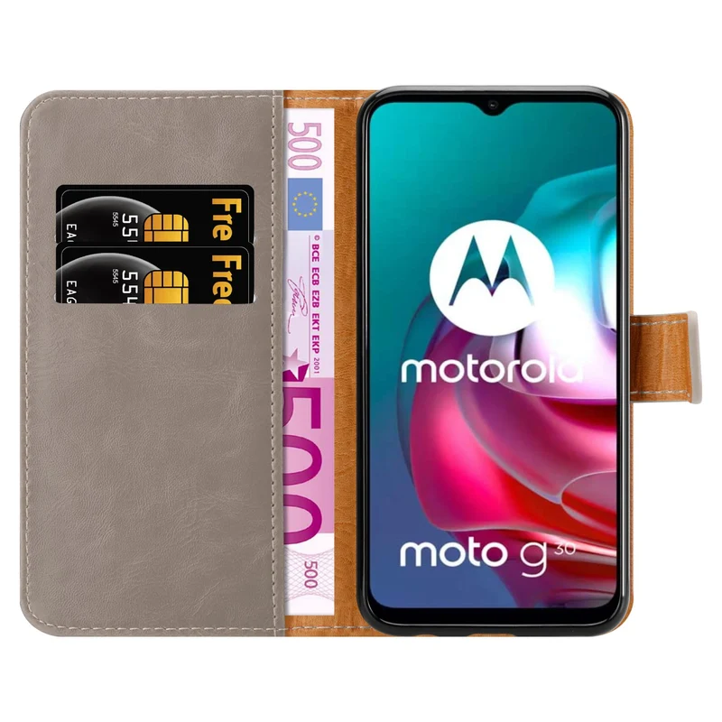 Cadorabo Hülle kompatibel mit Motorola MOTO G10 / G30 Schutzhülle mit Magnetverschluss, Standfunktion und Kartenfach