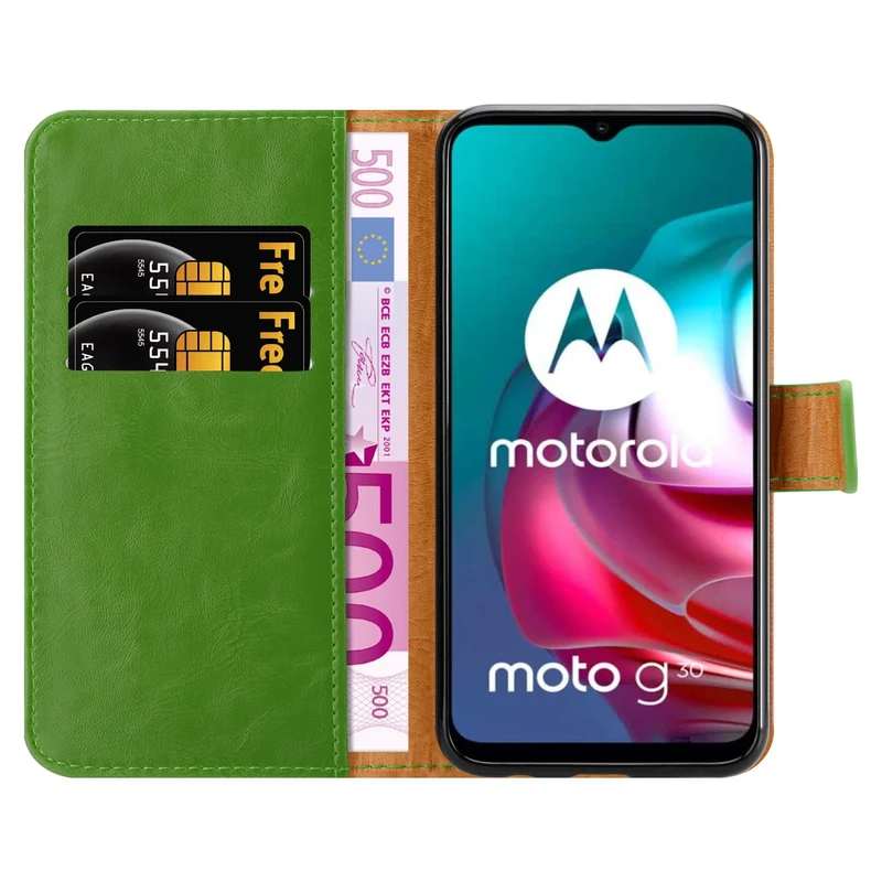 Cadorabo Hülle kompatibel mit Motorola MOTO G10 / G30 Schutzhülle mit Magnetverschluss, Standfunktion und Kartenfach