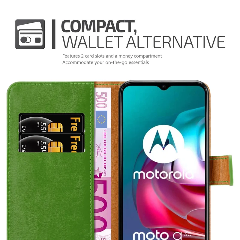 Cadorabo Hülle kompatibel mit Motorola MOTO G10 / G30 Schutzhülle mit Magnetverschluss, Standfunktion und Kartenfach