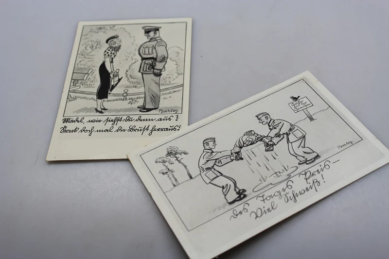 Paar satirische Postkarten aus dem 2. Weltkrieg