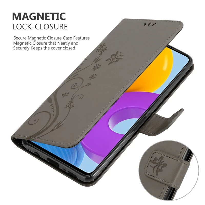 Cadorabo Hülle kompatibel mit Samsung Galaxy M52 5G Schutzhülle im Blumen Design mit Magnetverschluss, Standfunktion und Kartenfächern