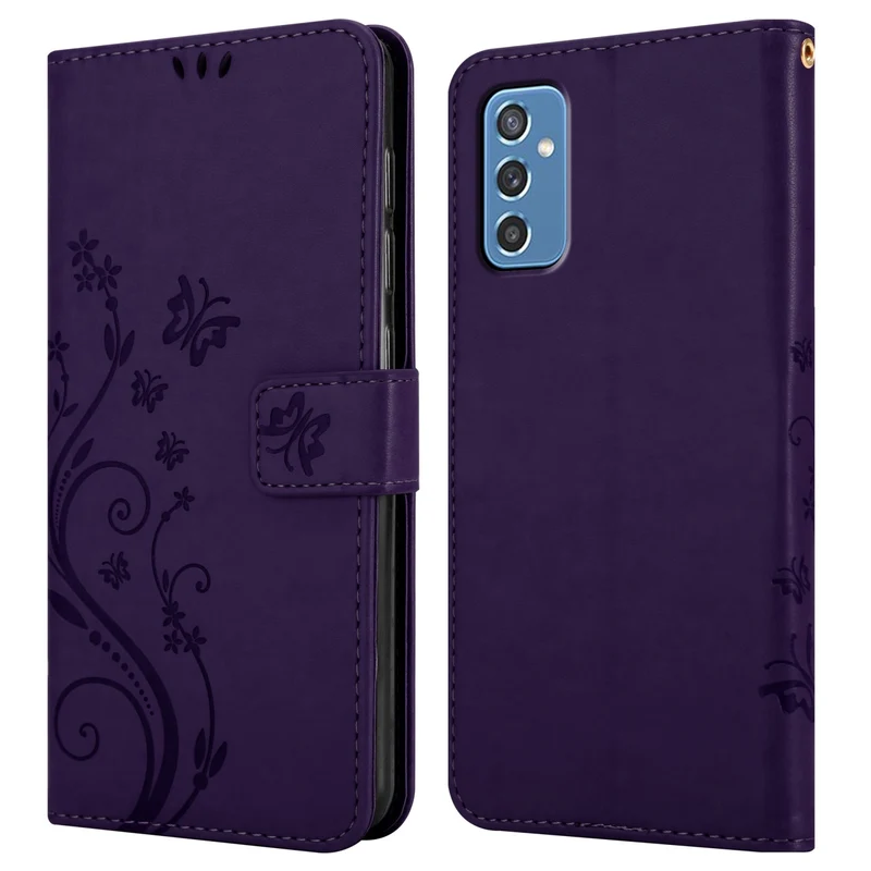 Cadorabo Hülle kompatibel mit Samsung Galaxy M52 5G Schutzhülle im Blumen Design mit Magnetverschluss, Standfunktion und Kartenfächern