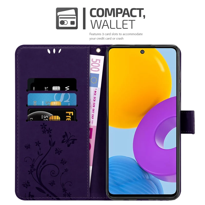 Cadorabo Hülle kompatibel mit Samsung Galaxy M52 5G Schutzhülle im Blumen Design mit Magnetverschluss, Standfunktion und Kartenfächern