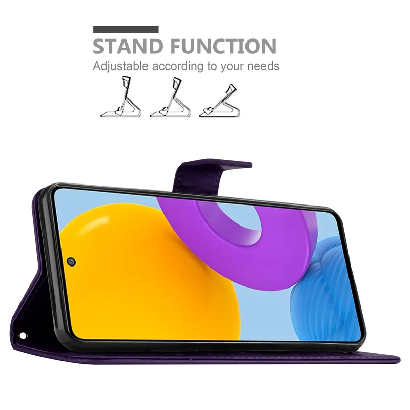 Cadorabo Hülle kompatibel mit Samsung Galaxy M52 5G Schutzhülle im Blumen Design mit Magnetverschluss, Standfunktion und Kartenfächern
