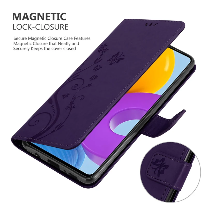 Cadorabo Hülle kompatibel mit Samsung Galaxy M52 5G Schutzhülle im Blumen Design mit Magnetverschluss, Standfunktion und Kartenfächern