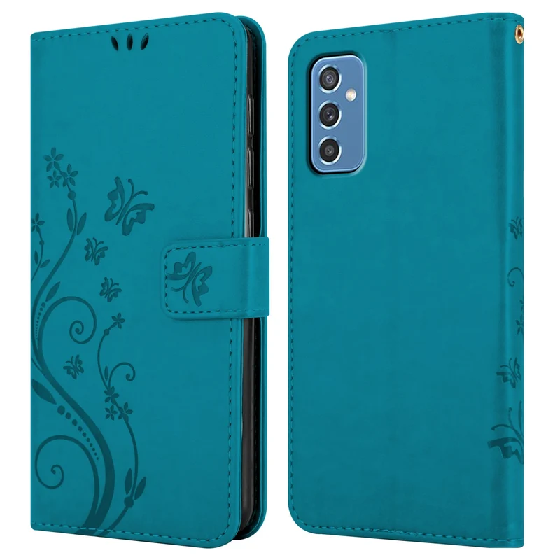 Cadorabo Hülle kompatibel mit Samsung Galaxy M52 5G Schutzhülle im Blumen Design mit Magnetverschluss, Standfunktion und Kartenfächern