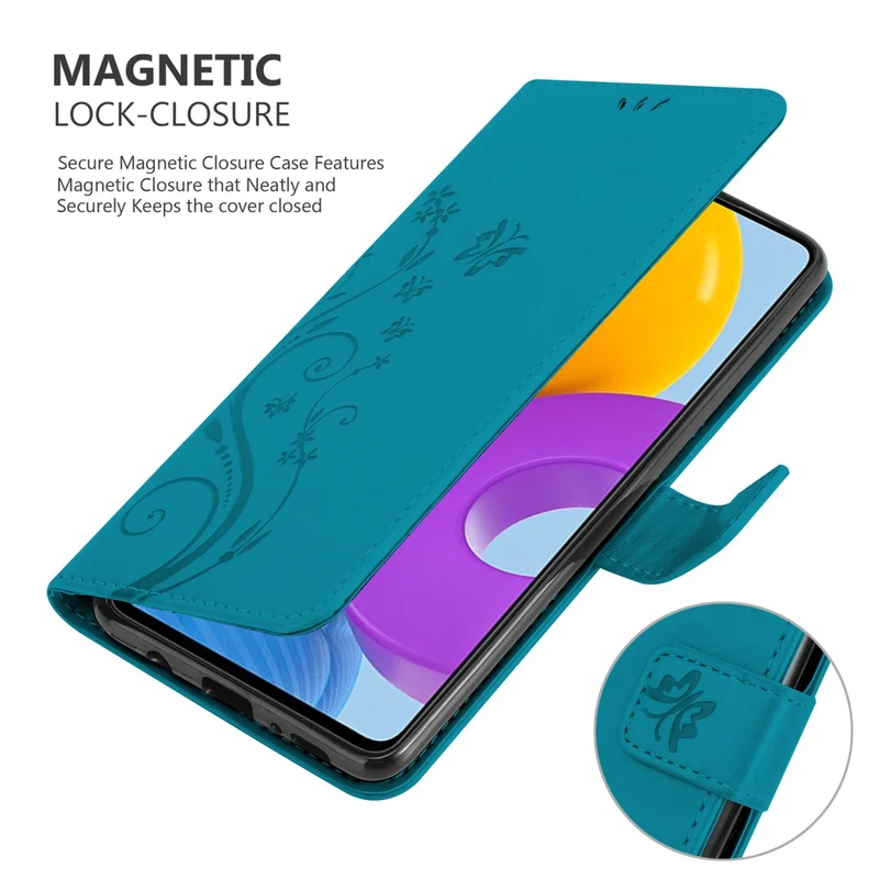 Cadorabo Hülle kompatibel mit Samsung Galaxy M52 5G Schutzhülle im Blumen Design mit Magnetverschluss, Standfunktion und Kartenfächern