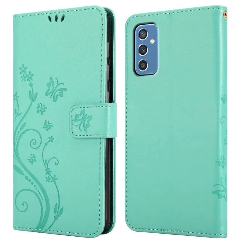 Cadorabo Hülle kompatibel mit Samsung Galaxy M52 5G Schutzhülle im Blumen Design mit Magnetverschluss, Standfunktion und Kartenfächern