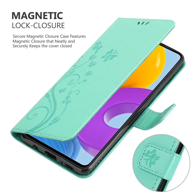 Cadorabo Hülle kompatibel mit Samsung Galaxy M52 5G Schutzhülle im Blumen Design mit Magnetverschluss, Standfunktion und Kartenfächern