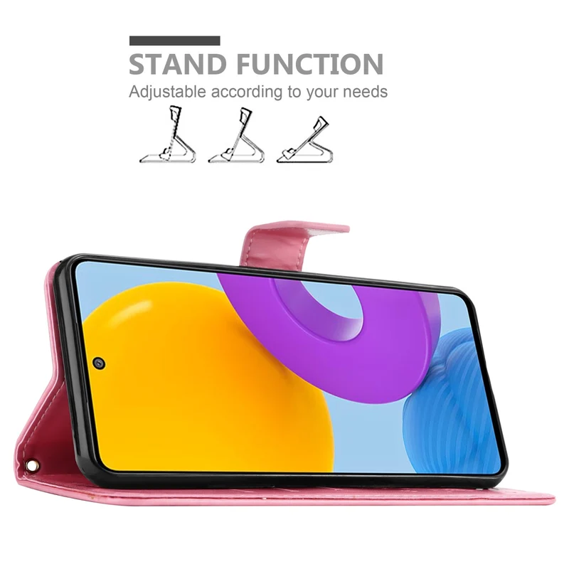 Cadorabo Hülle kompatibel mit Samsung Galaxy M52 5G Schutzhülle im Blumen Design mit Magnetverschluss, Standfunktion und Kartenfächern
